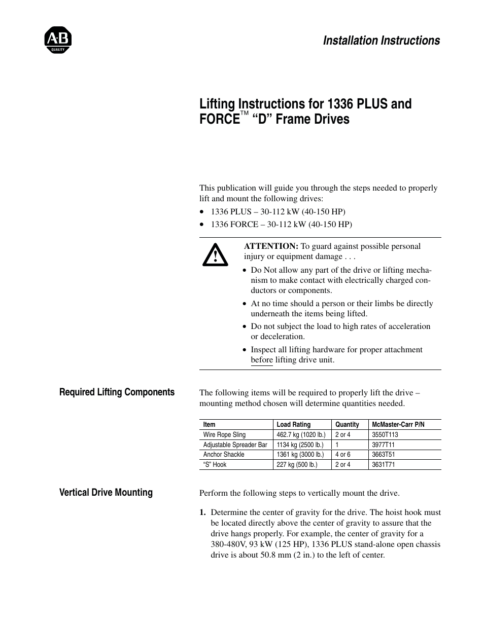 Rockwell Automation 1336 PLUS User Manual | 6 pages