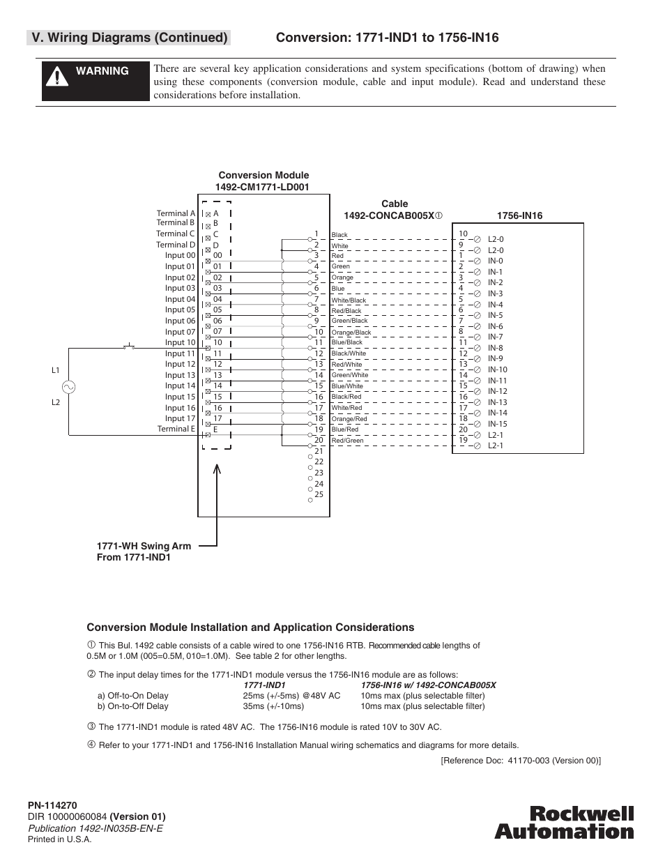V. wiring diagrams (continued) | Rockwell Automation 1492-CM1771-LD001 Digital I/O Conversion Module User Manual | Page 8 / 8