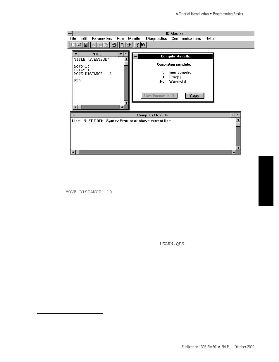 Rockwell Automation 1398-PDM-xxx IQ Master Version 3.2.4 for IA-2000 and IQ-5000 Positioning Drive Modules, IQ-55 User Manual | Page 137 / 464