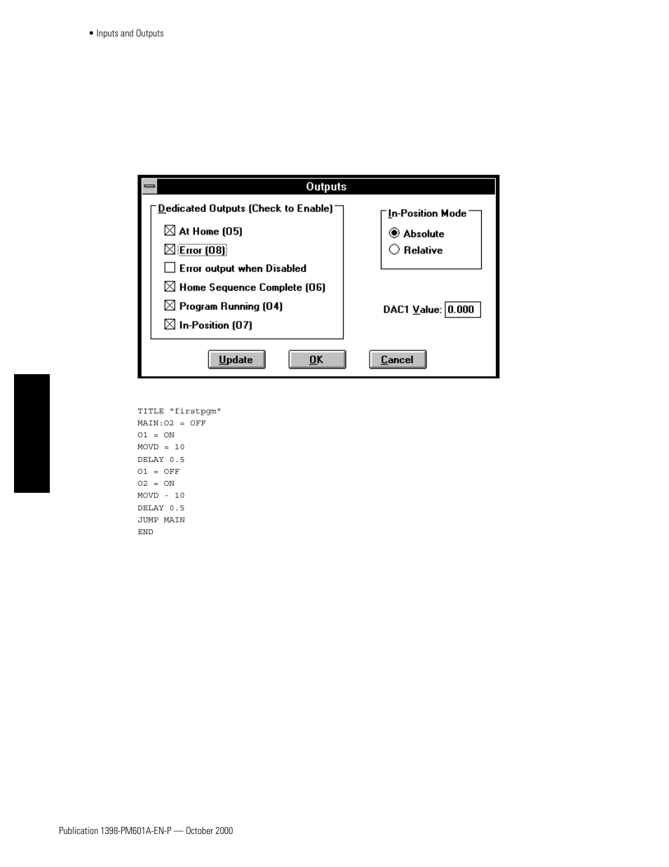 Set outputs, Tutorial | Rockwell Automation 1398-PDM-xxx IQ Master Version 3.2.4 for IA-2000 and IQ-5000 Positioning Drive Modules, IQ-55 User Manual | Page 140 / 464