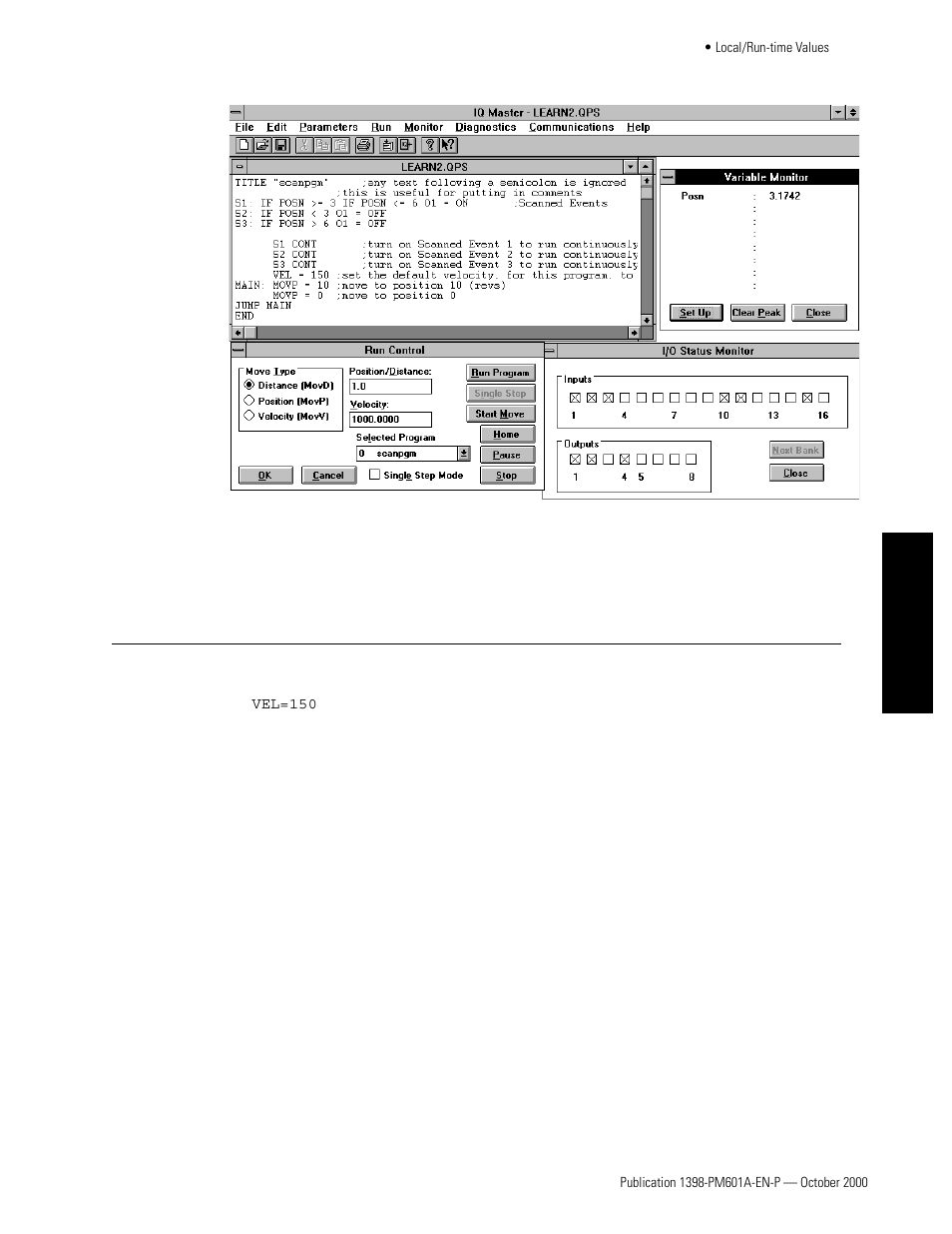 Local/run-time values | Rockwell Automation 1398-PDM-xxx IQ Master Version 3.2.4 for IA-2000 and IQ-5000 Positioning Drive Modules, IQ-55 User Manual | Page 143 / 464