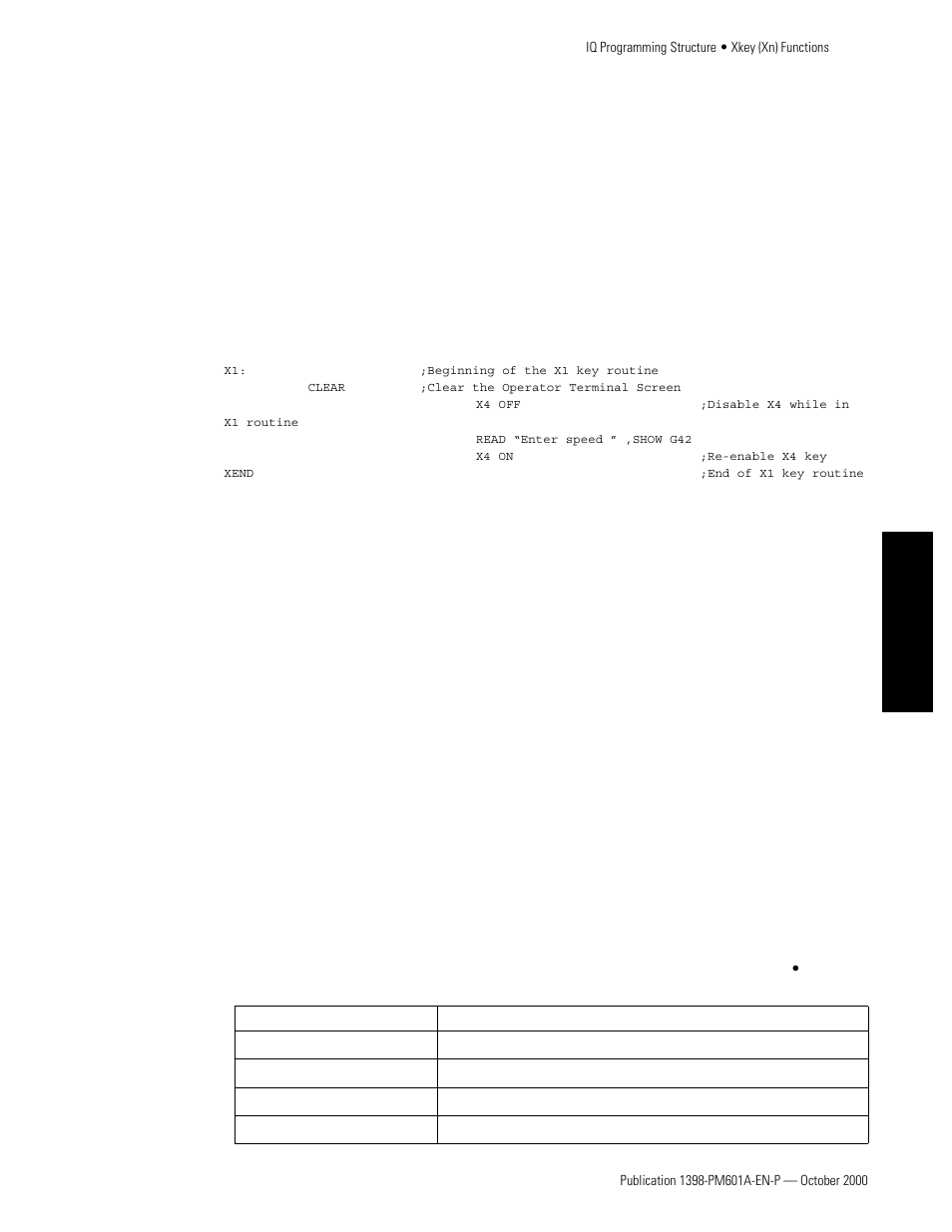 Xn on/off/cont, Xnpgm statement, Xkey versus fkey | Xkey instruction summary, Tutorial, X n on/off/cont | Rockwell Automation 1398-PDM-xxx IQ Master Version 3.2.4 for IA-2000 and IQ-5000 Positioning Drive Modules, IQ-55 User Manual | Page 171 / 464