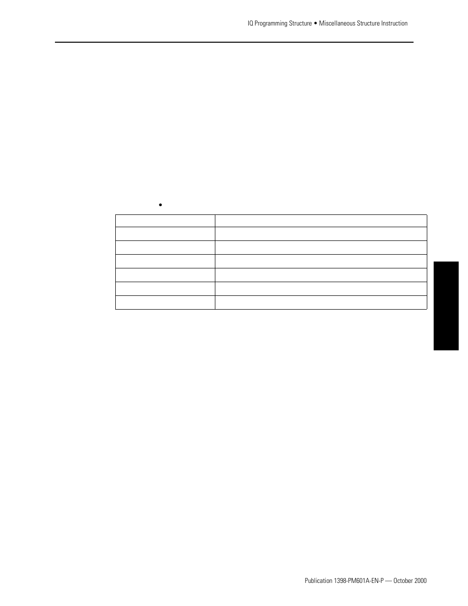 Miscellaneous structure instruction, Miscellaneous structure instructions summary | Rockwell Automation 1398-PDM-xxx IQ Master Version 3.2.4 for IA-2000 and IQ-5000 Positioning Drive Modules, IQ-55 User Manual | Page 175 / 464