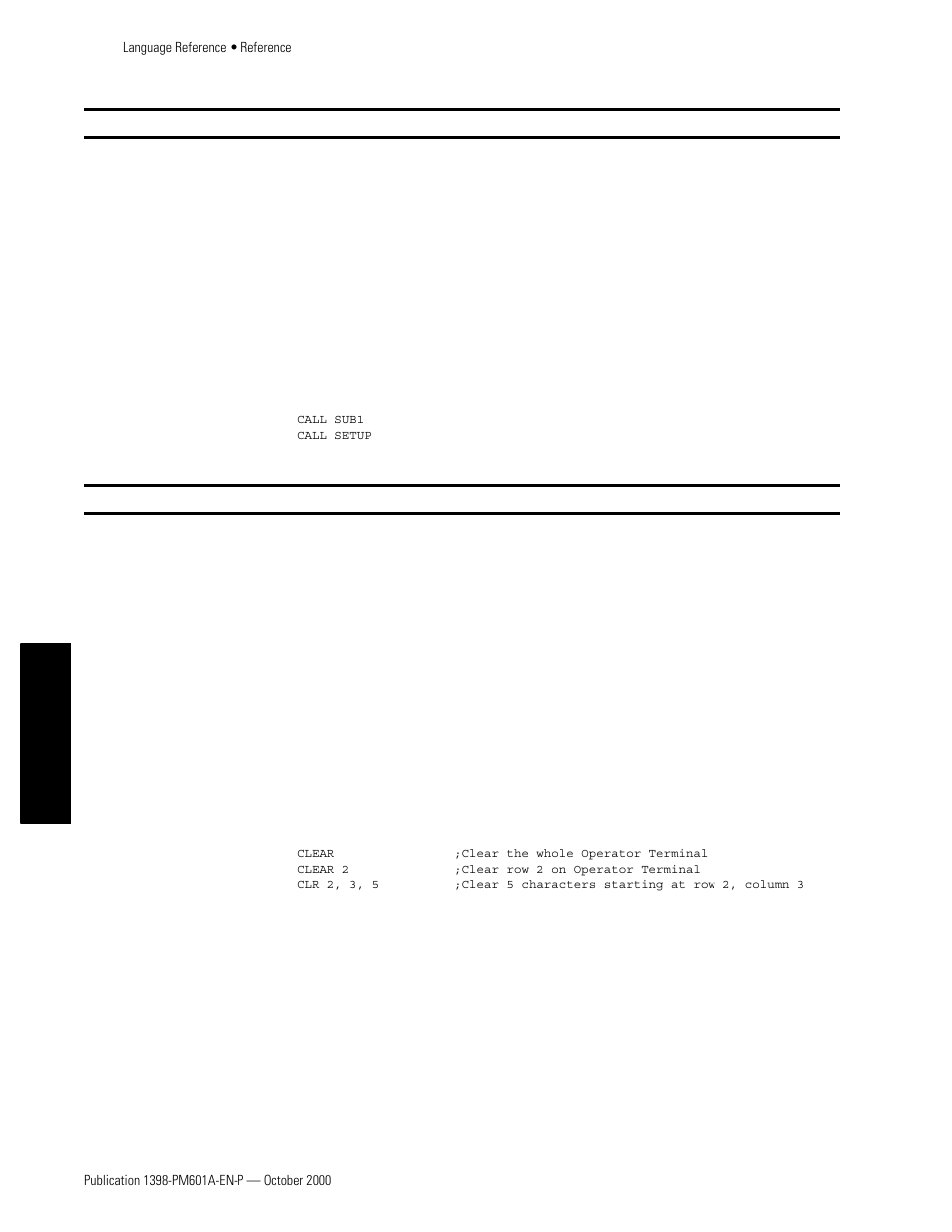 Call, Clear | Rockwell Automation 1398-PDM-xxx IQ Master Version 3.2.4 for IA-2000 and IQ-5000 Positioning Drive Modules, IQ-55 User Manual | Page 206 / 464