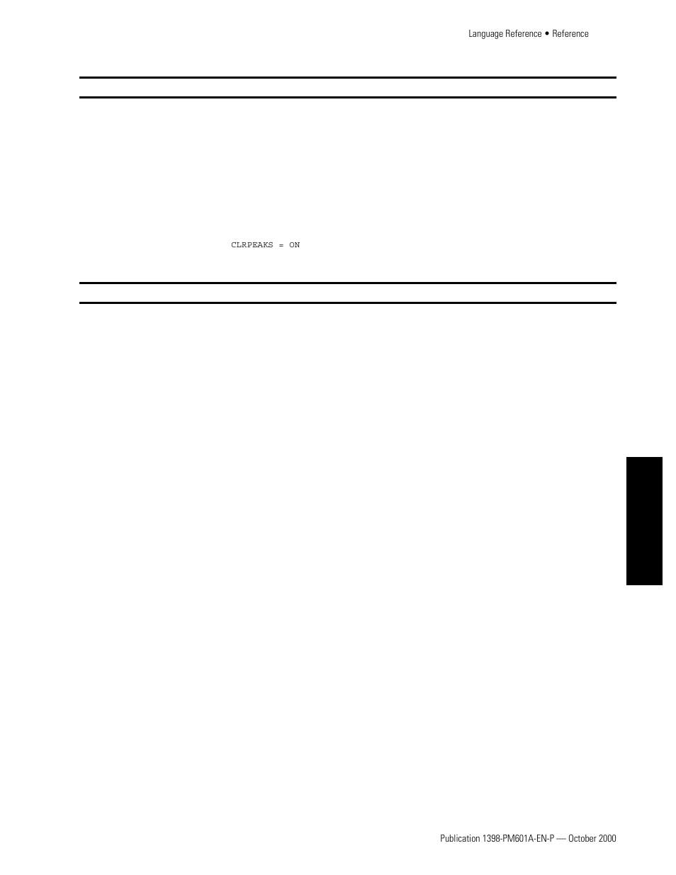 Clrpeaks, Comments | Rockwell Automation 1398-PDM-xxx IQ Master Version 3.2.4 for IA-2000 and IQ-5000 Positioning Drive Modules, IQ-55 User Manual | Page 207 / 464