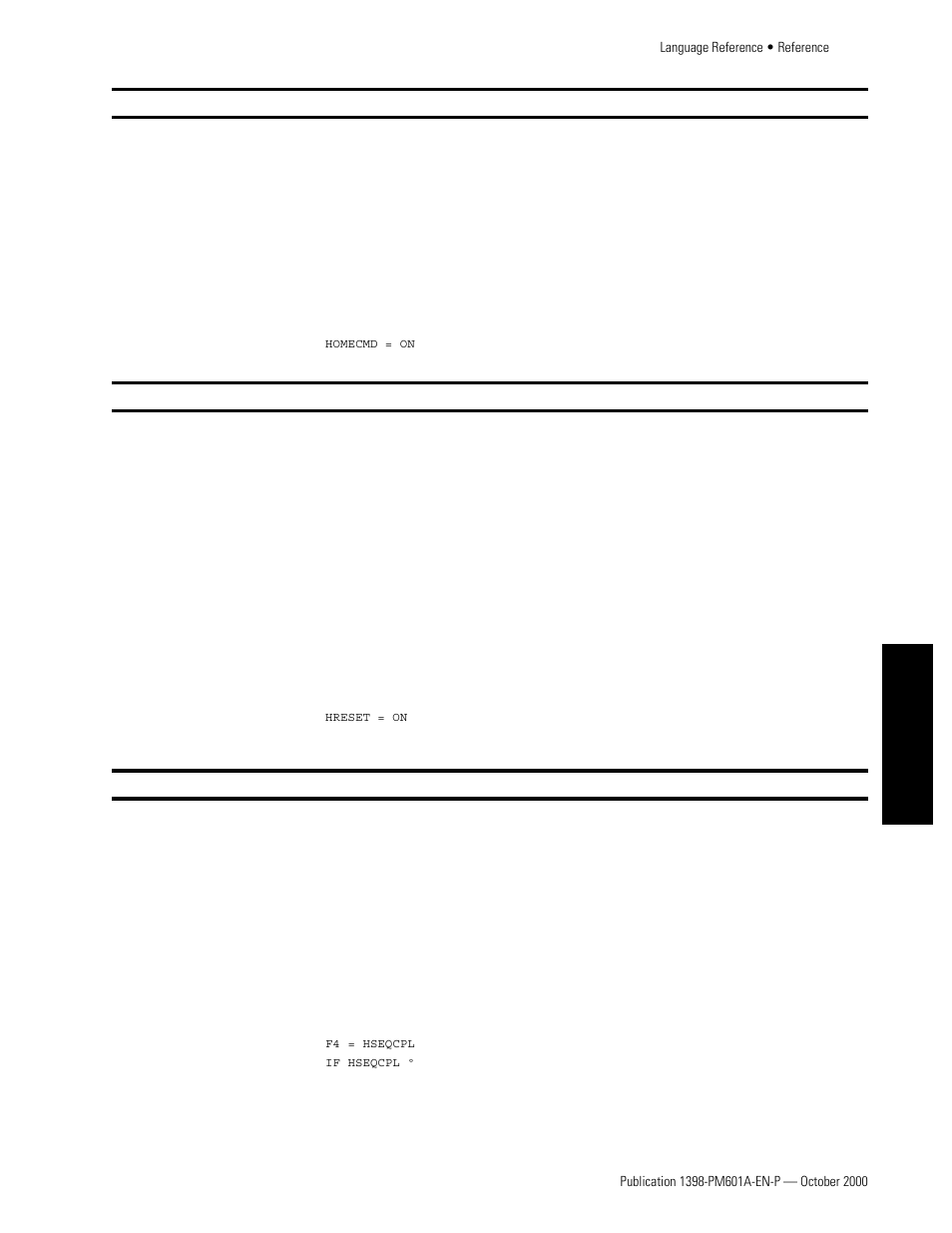 Homecmd, Hreset, Hseqcpl | Rockwell Automation 1398-PDM-xxx IQ Master Version 3.2.4 for IA-2000 and IQ-5000 Positioning Drive Modules, IQ-55 User Manual | Page 237 / 464