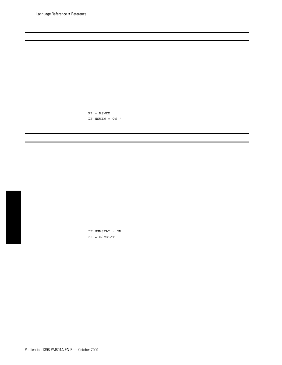 Hswen, Hswstat | Rockwell Automation 1398-PDM-xxx IQ Master Version 3.2.4 for IA-2000 and IQ-5000 Positioning Drive Modules, IQ-55 User Manual | Page 238 / 464