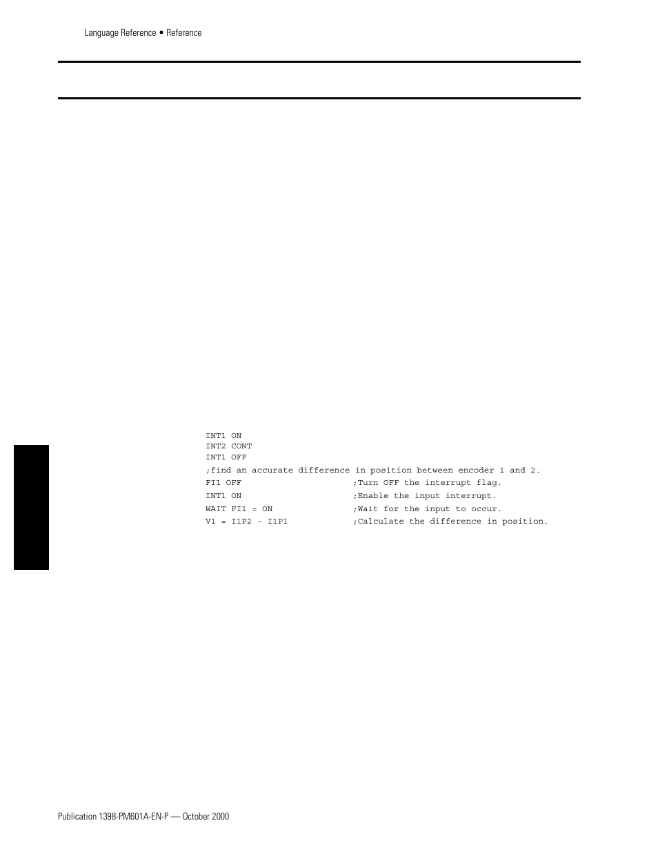 Intn on/off/ cont, Int n on/off/ cont, Words | Interrupt, on/off/cont interrupts | Rockwell Automation 1398-PDM-xxx IQ Master Version 3.2.4 for IA-2000 and IQ-5000 Positioning Drive Modules, IQ-55 User Manual | Page 246 / 464