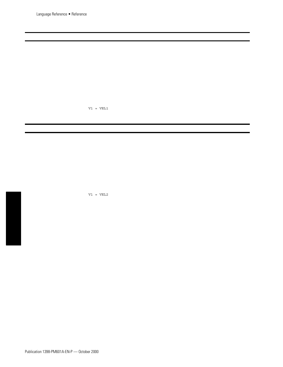 Vel1, Vel2 | Rockwell Automation 1398-PDM-xxx IQ Master Version 3.2.4 for IA-2000 and IQ-5000 Positioning Drive Modules, IQ-55 User Manual | Page 300 / 464