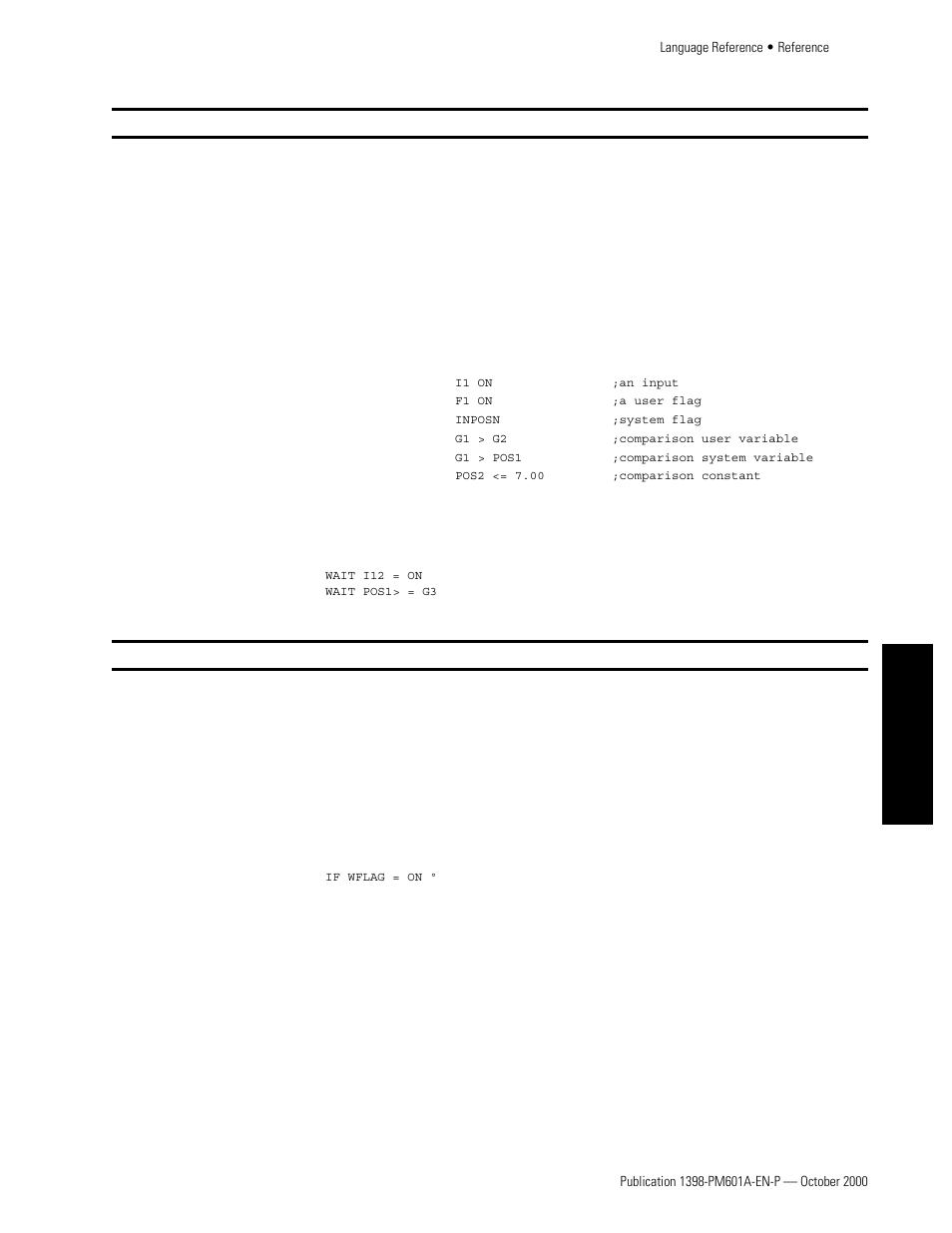 Wait, Wflag | Rockwell Automation 1398-PDM-xxx IQ Master Version 3.2.4 for IA-2000 and IQ-5000 Positioning Drive Modules, IQ-55 User Manual | Page 301 / 464