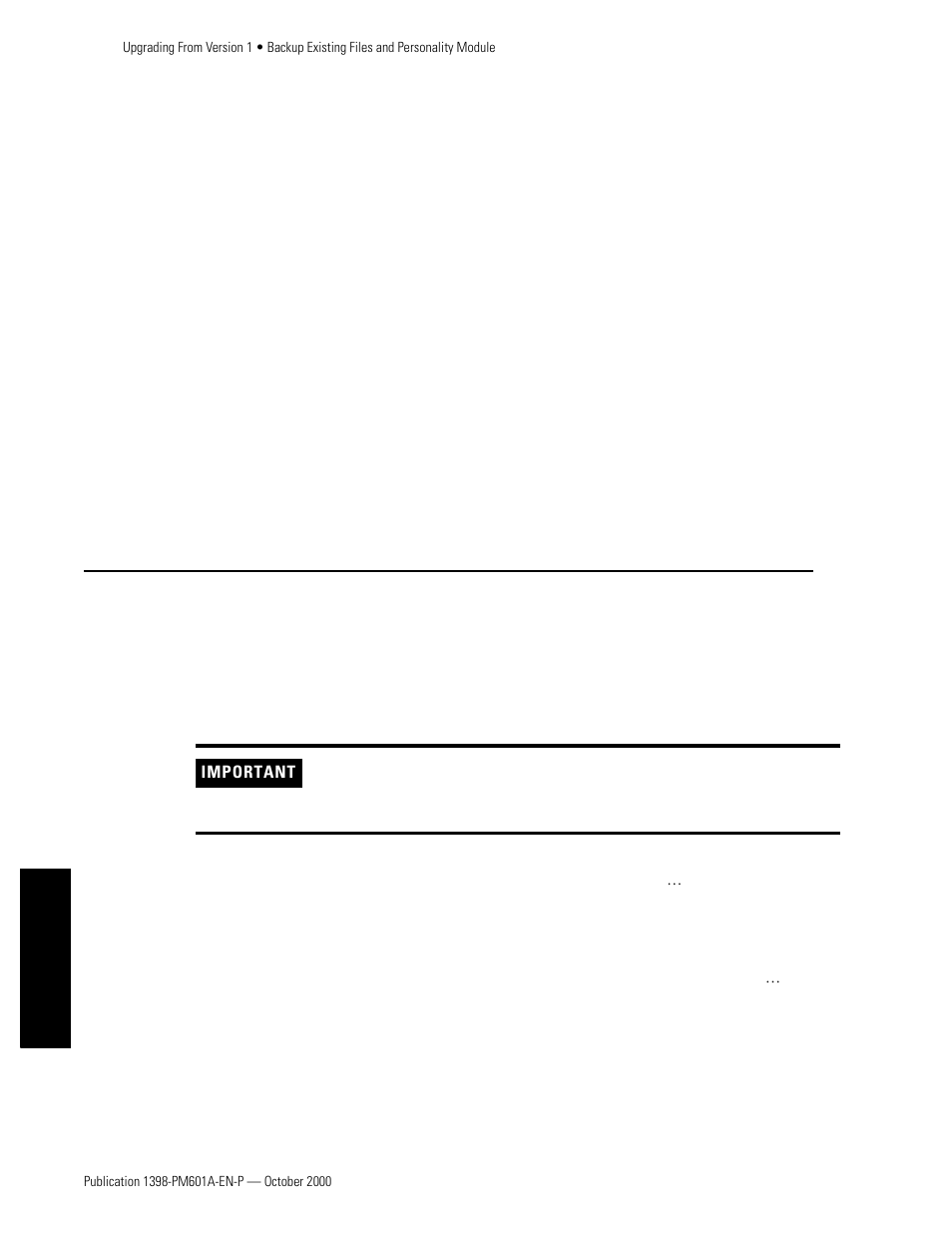 Upgrading from version 1, Backup existing files and personality module | Rockwell Automation 1398-PDM-xxx IQ Master Version 3.2.4 for IA-2000 and IQ-5000 Positioning Drive Modules, IQ-55 User Manual | Page 436 / 464