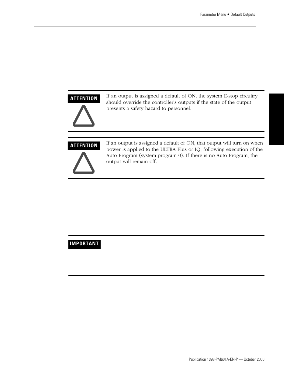 Default outputs, Feedback configuration, Default outputs feedback configuration | Rockwell Automation 1398-PDM-xxx IQ Master Version 3.2.4 for IA-2000 and IQ-5000 Positioning Drive Modules, IQ-55 User Manual | Page 69 / 464