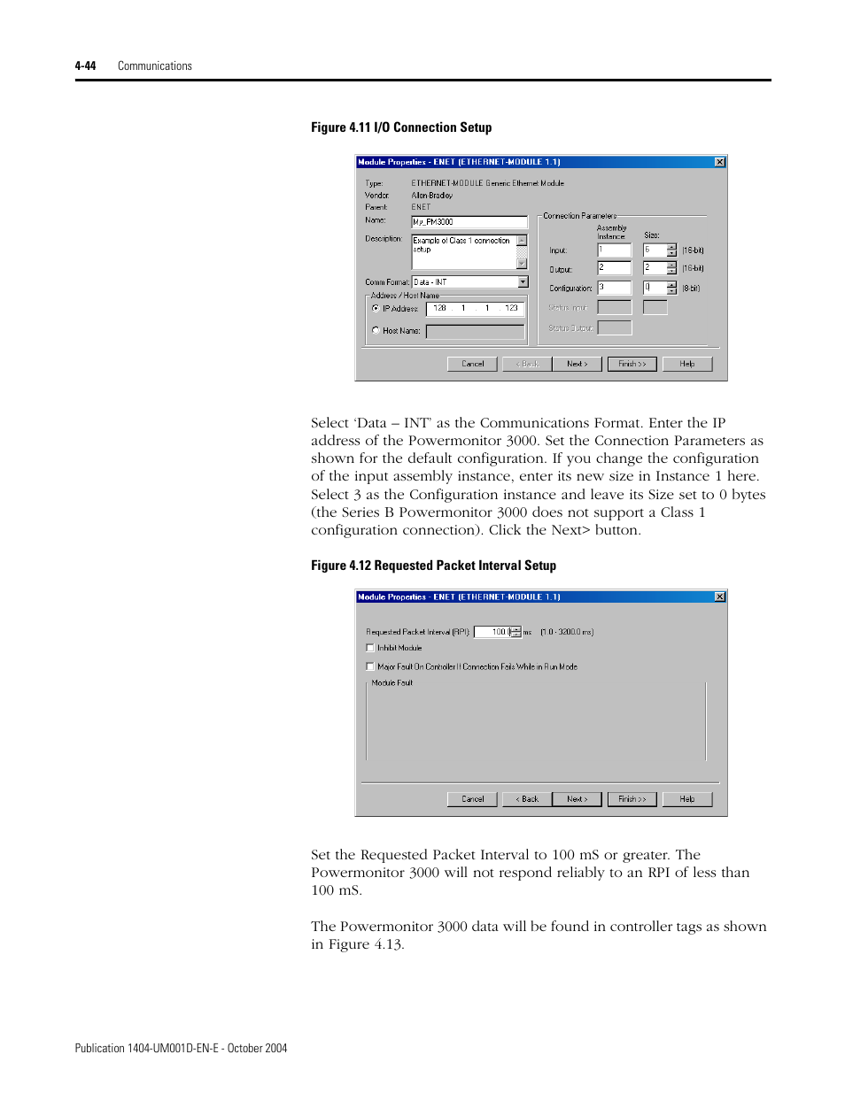 Rockwell Automation 1404-M4_M5_M6_M8 Powermonitor 3000 User Manual, PRIOR to Firmware rev. 3.0 User Manual | Page 104 / 356