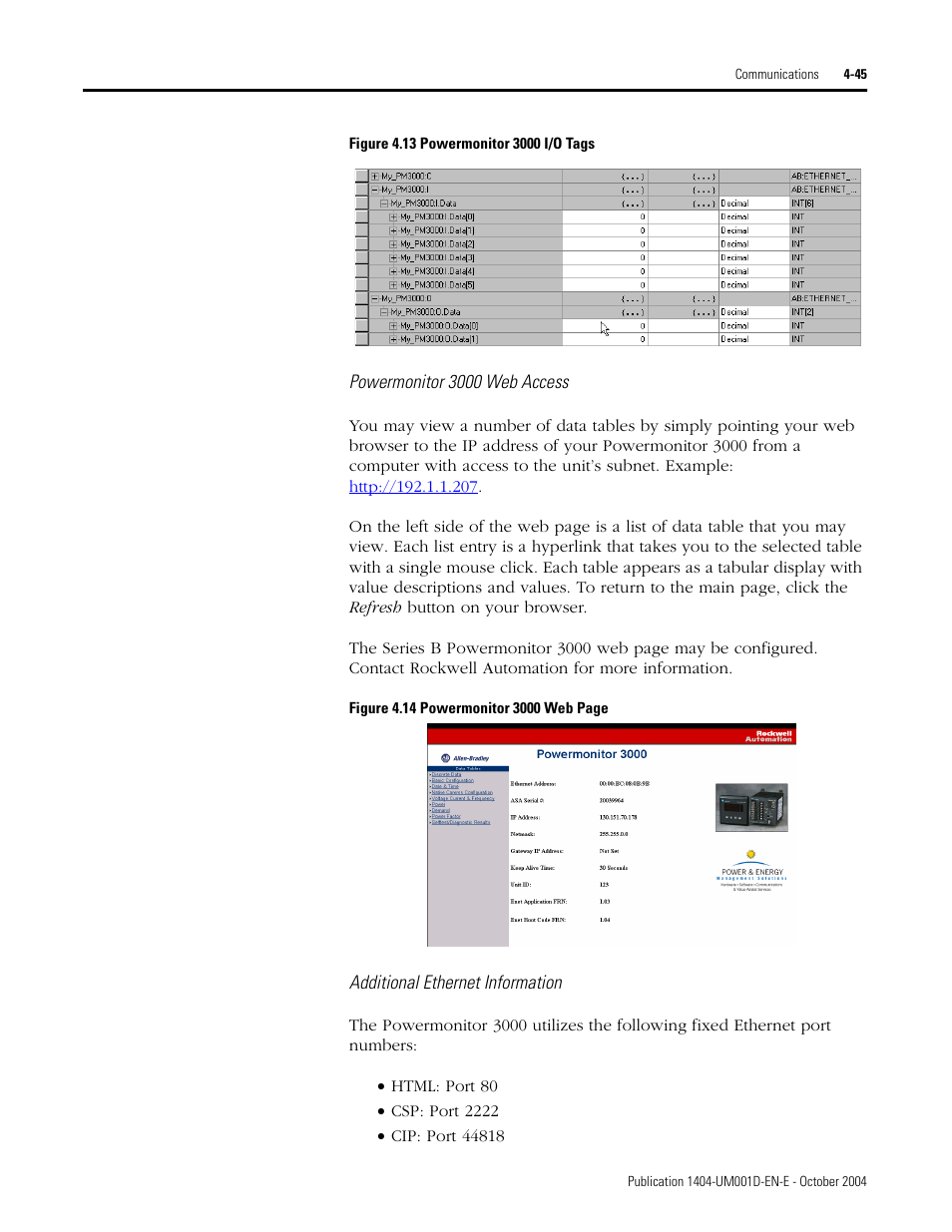 Rockwell Automation 1404-M4_M5_M6_M8 Powermonitor 3000 User Manual, PRIOR to Firmware rev. 3.0 User Manual | Page 105 / 356