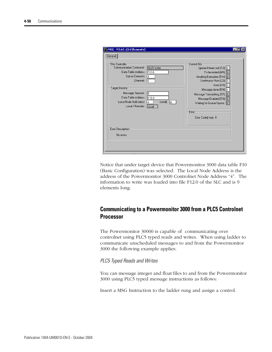 Rockwell Automation 1404-M4_M5_M6_M8 Powermonitor 3000 User Manual, PRIOR to Firmware rev. 3.0 User Manual | Page 110 / 356