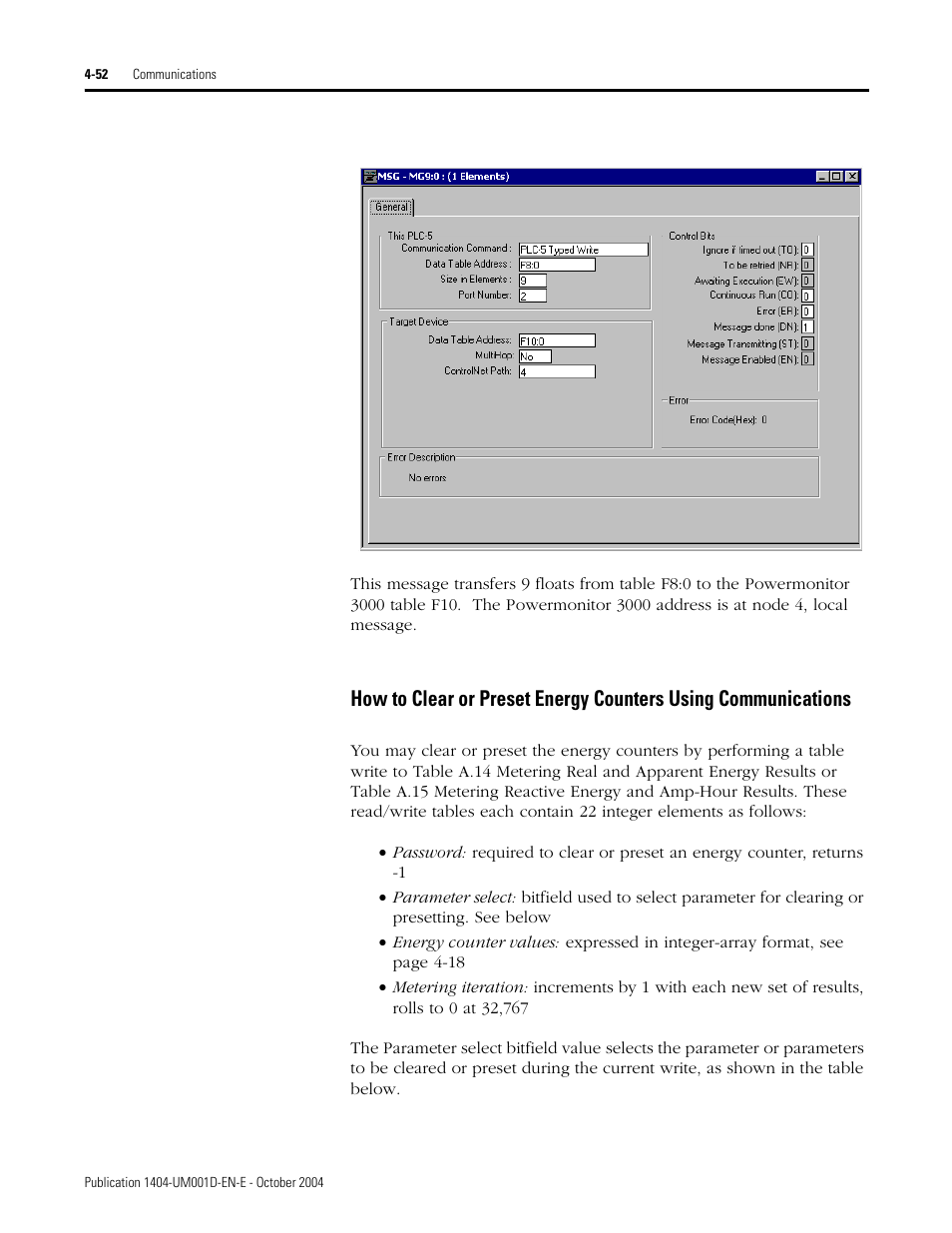 Rockwell Automation 1404-M4_M5_M6_M8 Powermonitor 3000 User Manual, PRIOR to Firmware rev. 3.0 User Manual | Page 112 / 356