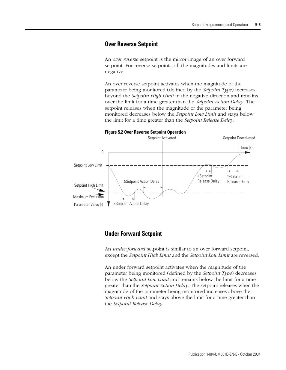 Over reverse setpoint, Under forward setpoint | Rockwell Automation 1404-M4_M5_M6_M8 Powermonitor 3000 User Manual, PRIOR to Firmware rev. 3.0 User Manual | Page 117 / 356