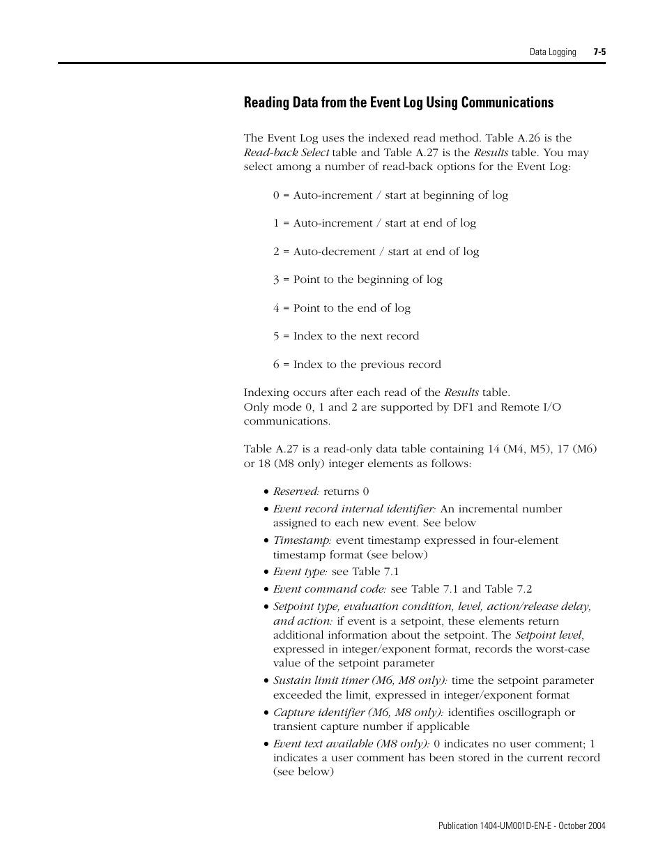 Rockwell Automation 1404-M4_M5_M6_M8 Powermonitor 3000 User Manual, PRIOR to Firmware rev. 3.0 User Manual | Page 137 / 356