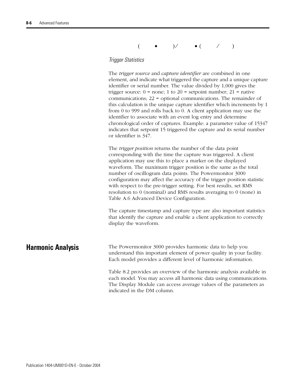 Harmonic analysis, Harmonic analysis -6 | Rockwell Automation 1404-M4_M5_M6_M8 Powermonitor 3000 User Manual, PRIOR to Firmware rev. 3.0 User Manual | Page 156 / 356