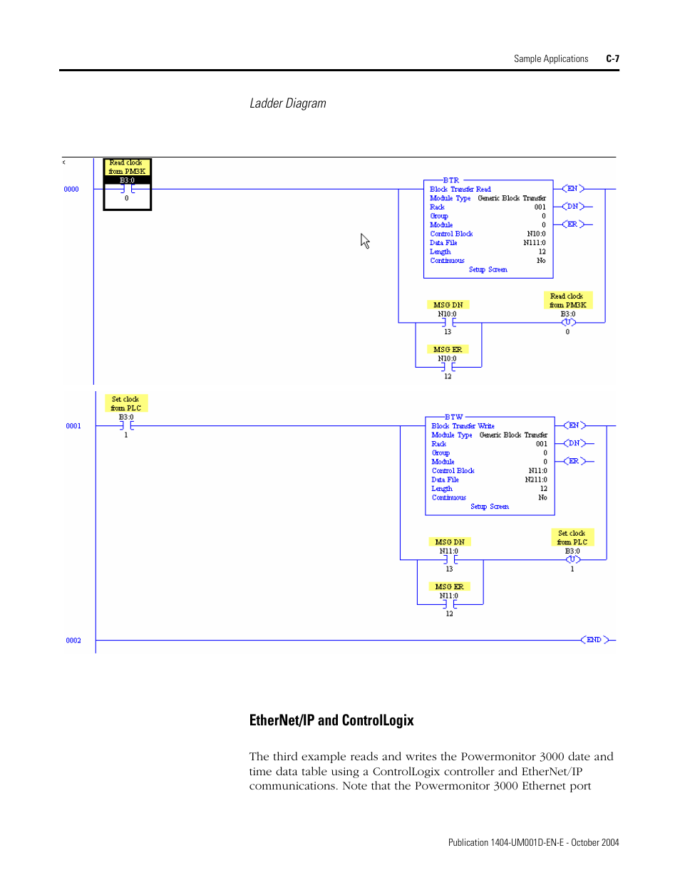 Ethernet/ip and controllogix | Rockwell Automation 1404-M4_M5_M6_M8 Powermonitor 3000 User Manual, PRIOR to Firmware rev. 3.0 User Manual | Page 261 / 356