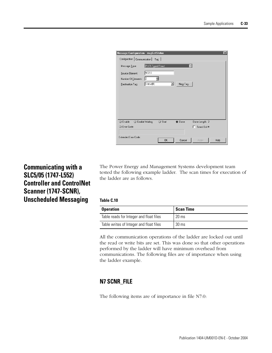 N7 scnr_file | Rockwell Automation 1404-M4_M5_M6_M8 Powermonitor 3000 User Manual, PRIOR to Firmware rev. 3.0 User Manual | Page 287 / 356