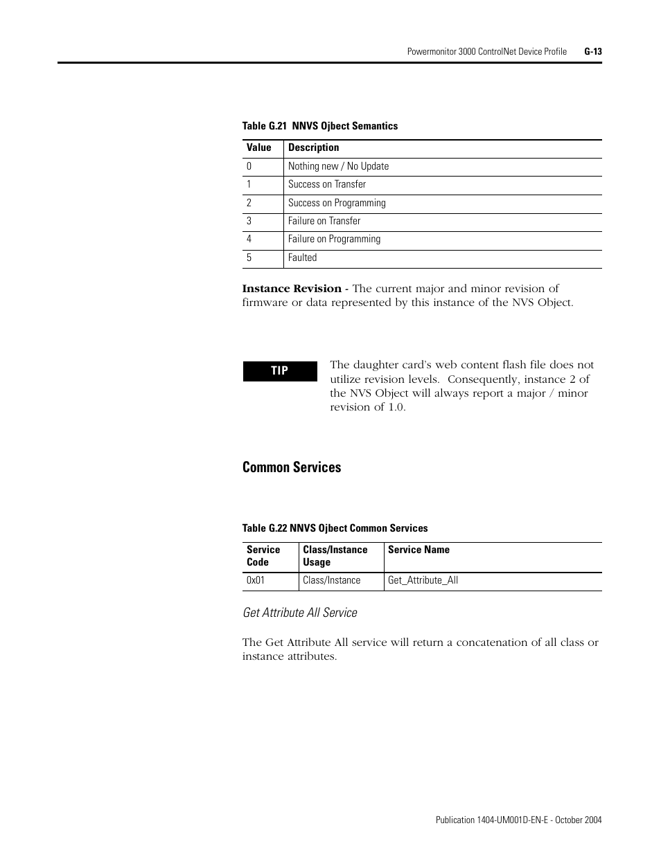 Common services | Rockwell Automation 1404-M4_M5_M6_M8 Powermonitor 3000 User Manual, PRIOR to Firmware rev. 3.0 User Manual | Page 337 / 356