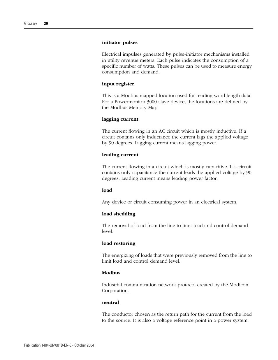 Rockwell Automation 1404-M4_M5_M6_M8 Powermonitor 3000 User Manual, PRIOR to Firmware rev. 3.0 User Manual | Page 344 / 356