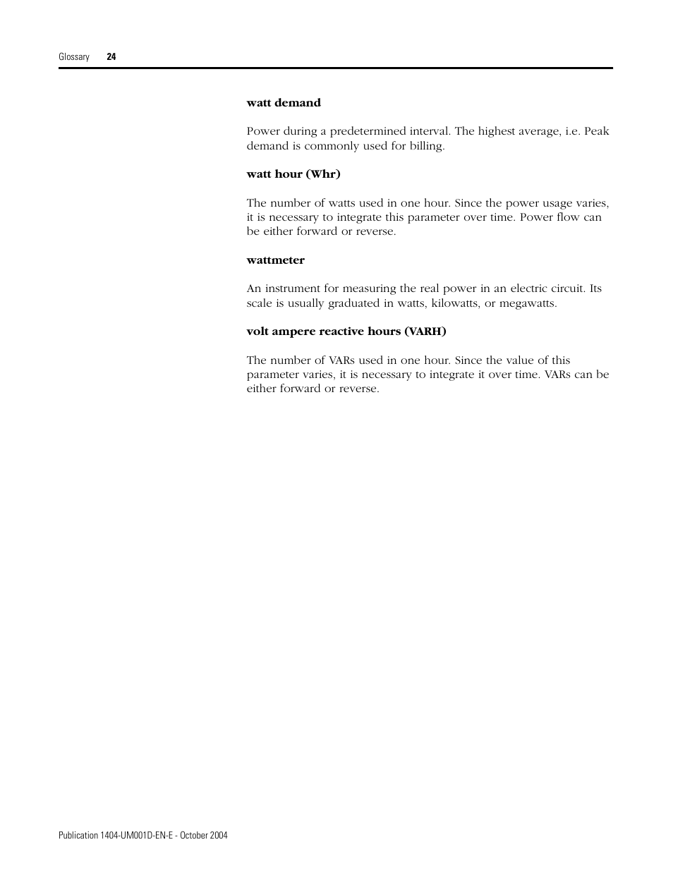 Rockwell Automation 1404-M4_M5_M6_M8 Powermonitor 3000 User Manual, PRIOR to Firmware rev. 3.0 User Manual | Page 348 / 356