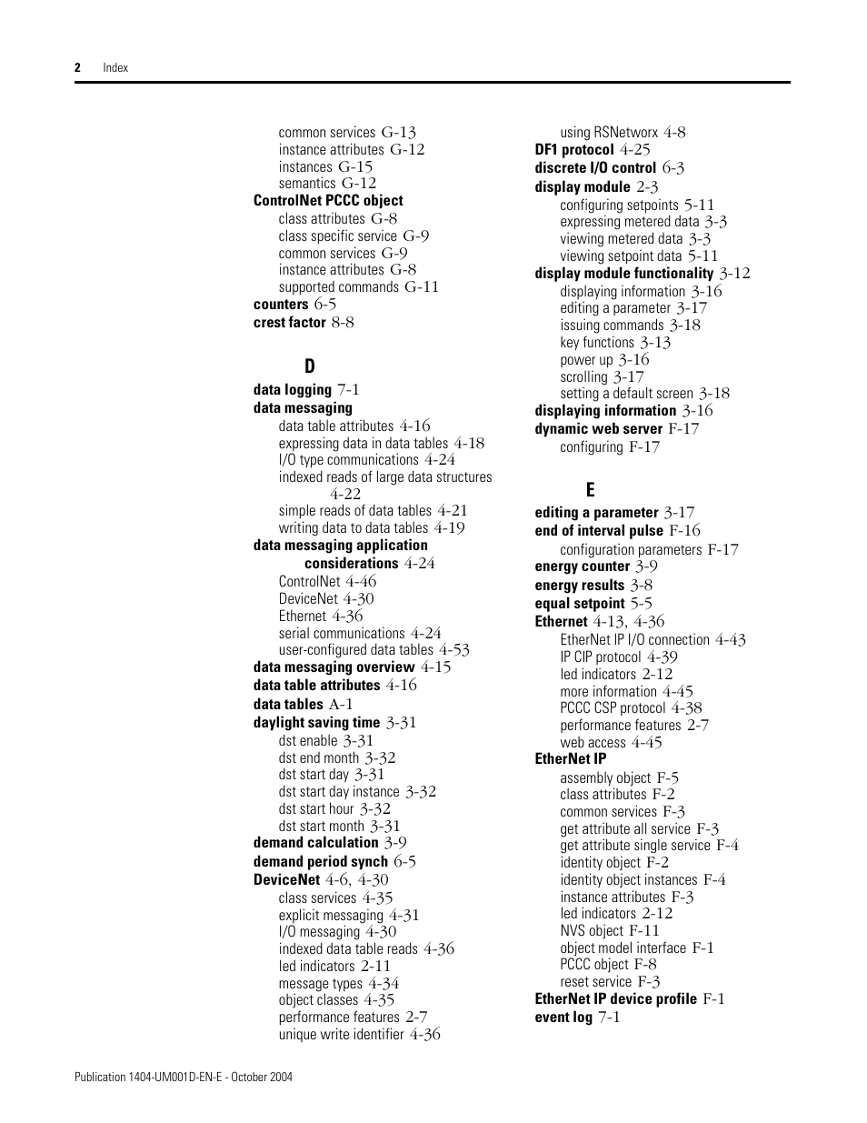 Rockwell Automation 1404-M4_M5_M6_M8 Powermonitor 3000 User Manual, PRIOR to Firmware rev. 3.0 User Manual | Page 350 / 356