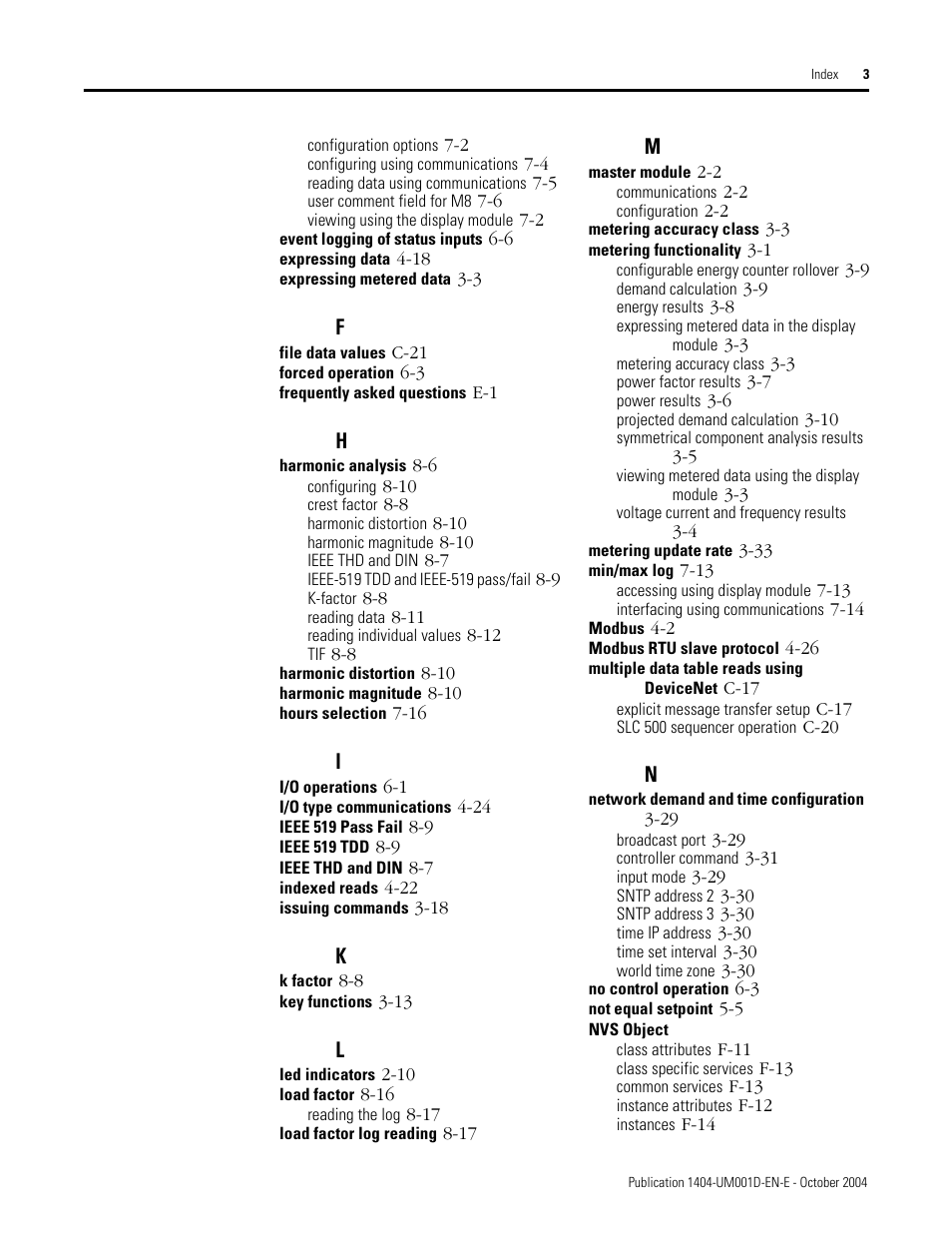 Rockwell Automation 1404-M4_M5_M6_M8 Powermonitor 3000 User Manual, PRIOR to Firmware rev. 3.0 User Manual | Page 351 / 356