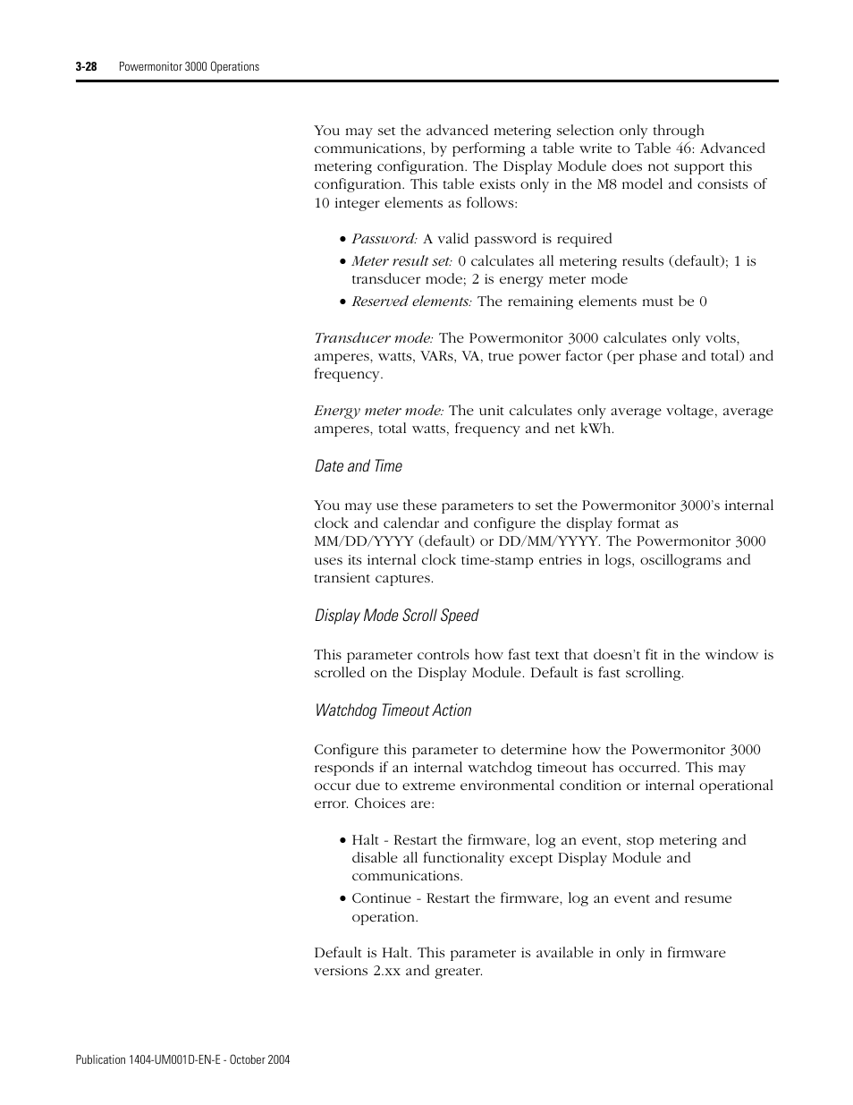 Rockwell Automation 1404-M4_M5_M6_M8 Powermonitor 3000 User Manual, PRIOR to Firmware rev. 3.0 User Manual | Page 54 / 356