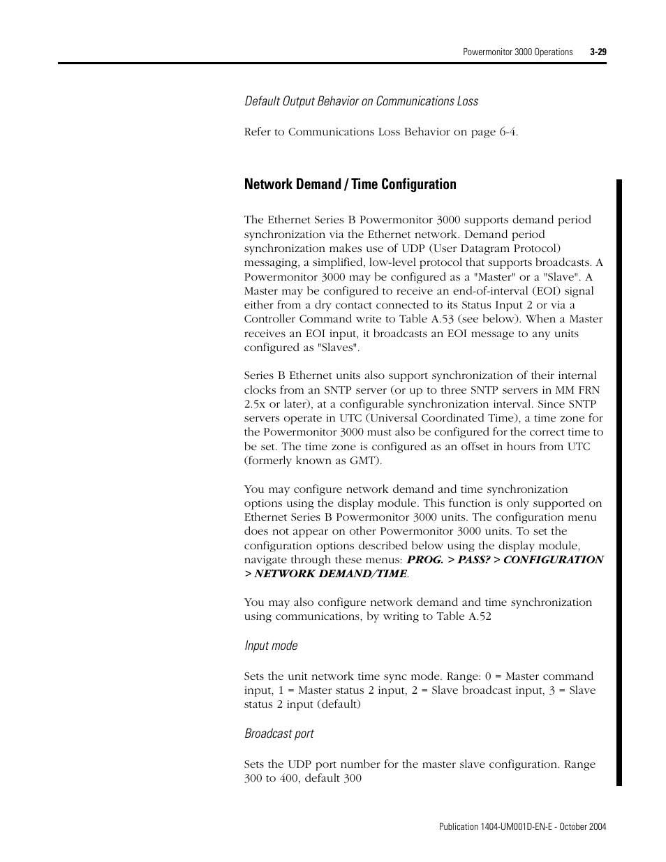 Network demand / time configuration | Rockwell Automation 1404-M4_M5_M6_M8 Powermonitor 3000 User Manual, PRIOR to Firmware rev. 3.0 User Manual | Page 55 / 356