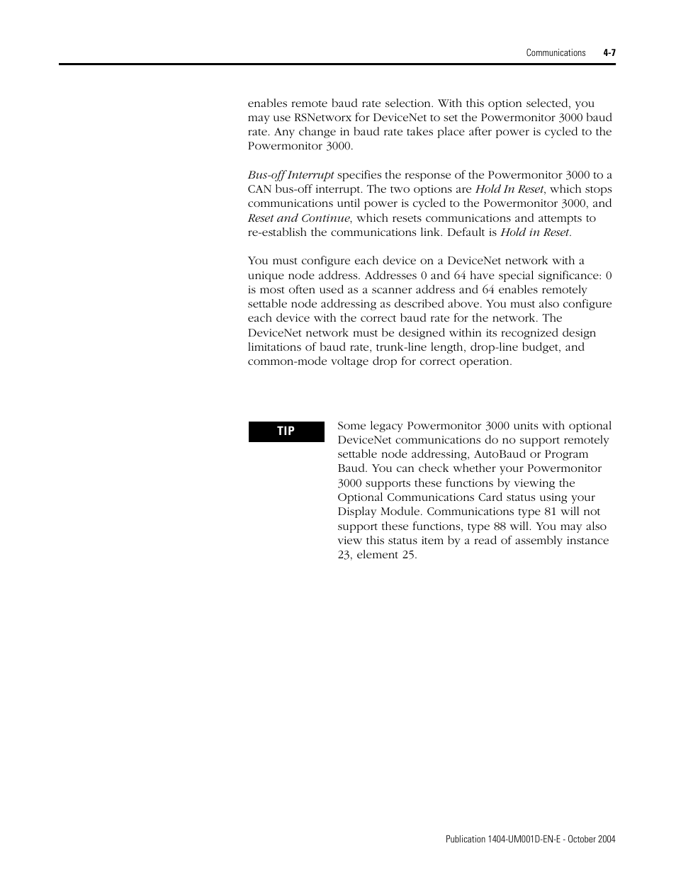 Rockwell Automation 1404-M4_M5_M6_M8 Powermonitor 3000 User Manual, PRIOR to Firmware rev. 3.0 User Manual | Page 67 / 356