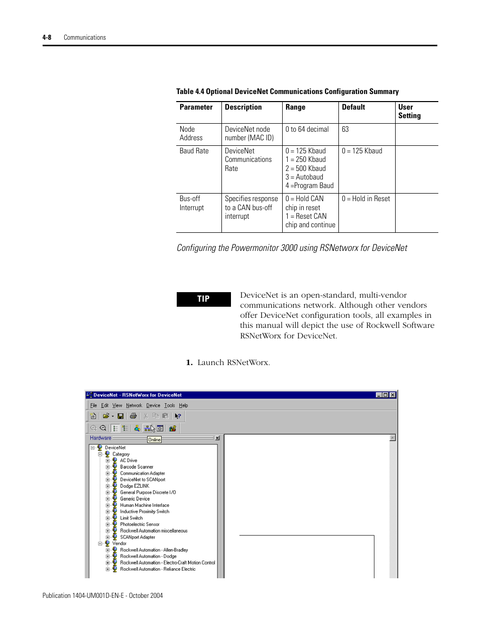 Rockwell Automation 1404-M4_M5_M6_M8 Powermonitor 3000 User Manual, PRIOR to Firmware rev. 3.0 User Manual | Page 68 / 356