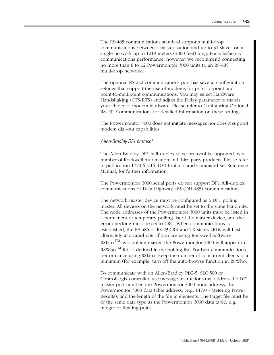 Rockwell Automation 1404-M4_M5_M6_M8 Powermonitor 3000 User Manual, PRIOR to Firmware rev. 3.0 User Manual | Page 85 / 356