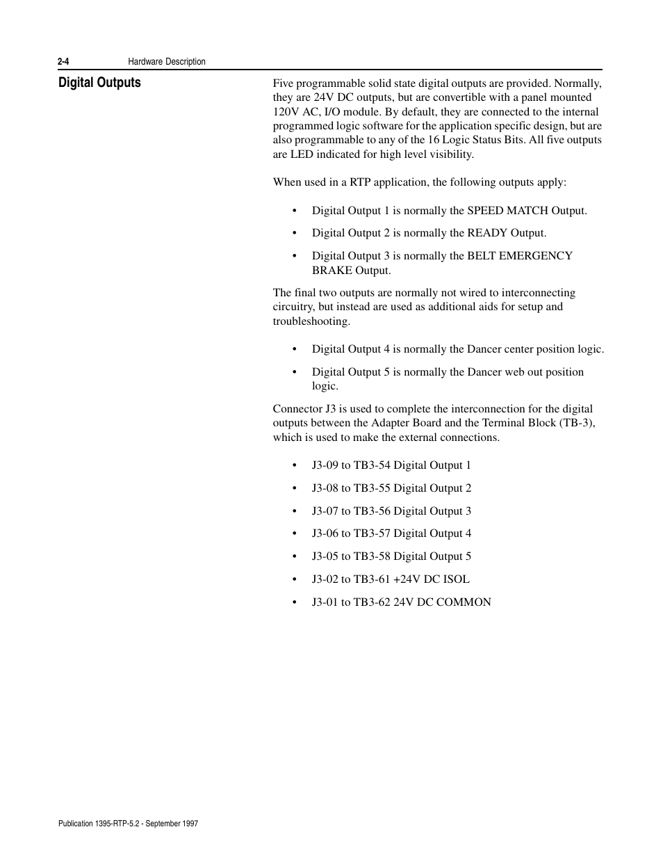Digital outputs | Rockwell Automation 1395 Digital Reference Adapter for RTP Applications User Manual | Page 16 / 69