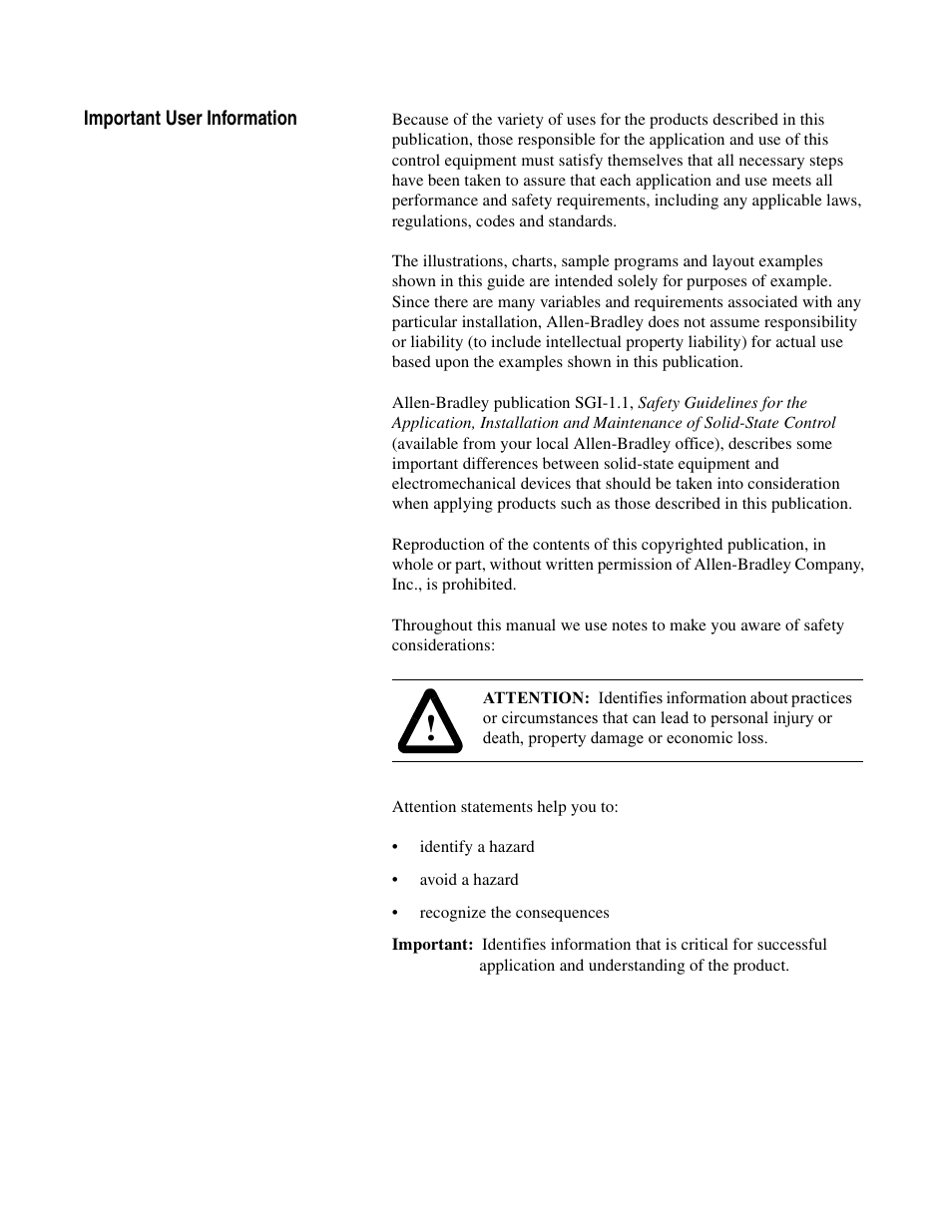 Important user information | Rockwell Automation 1395 Digital Reference Adapter for RTP Applications User Manual | Page 2 / 69