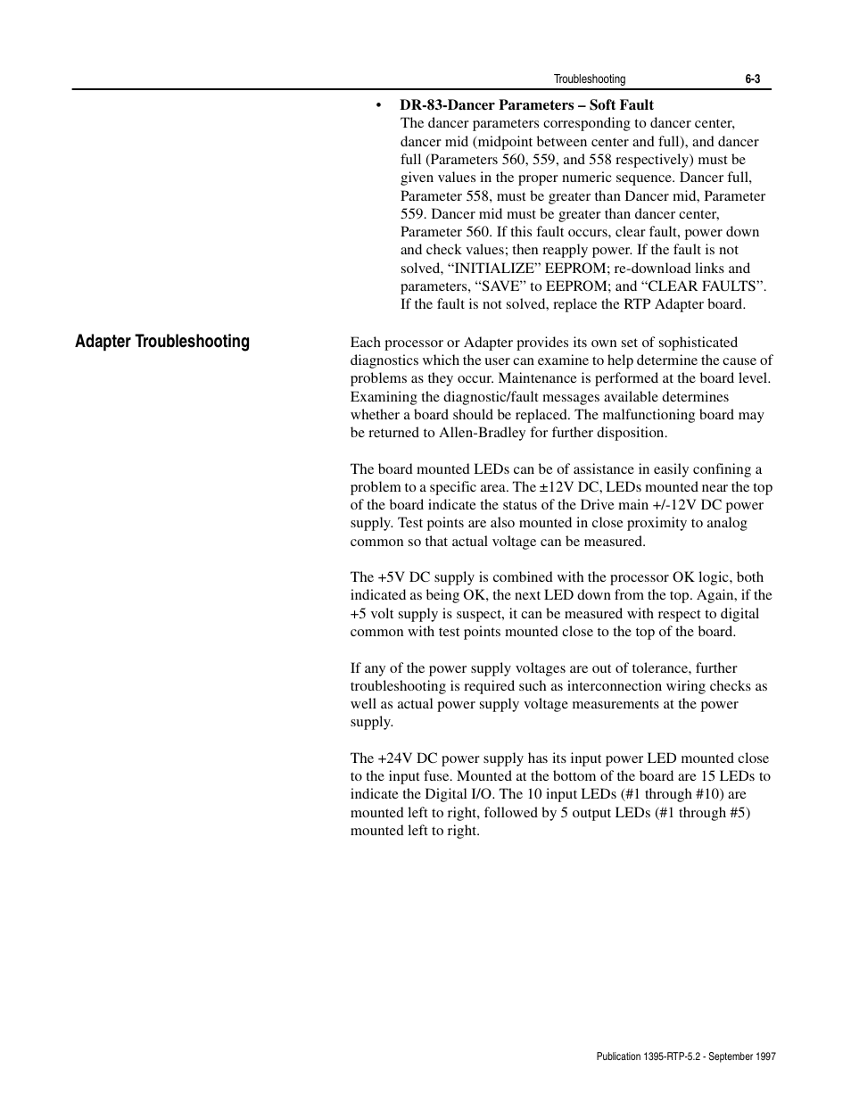Adapter troubleshooting | Rockwell Automation 1395 Digital Reference Adapter for RTP Applications User Manual | Page 39 / 69