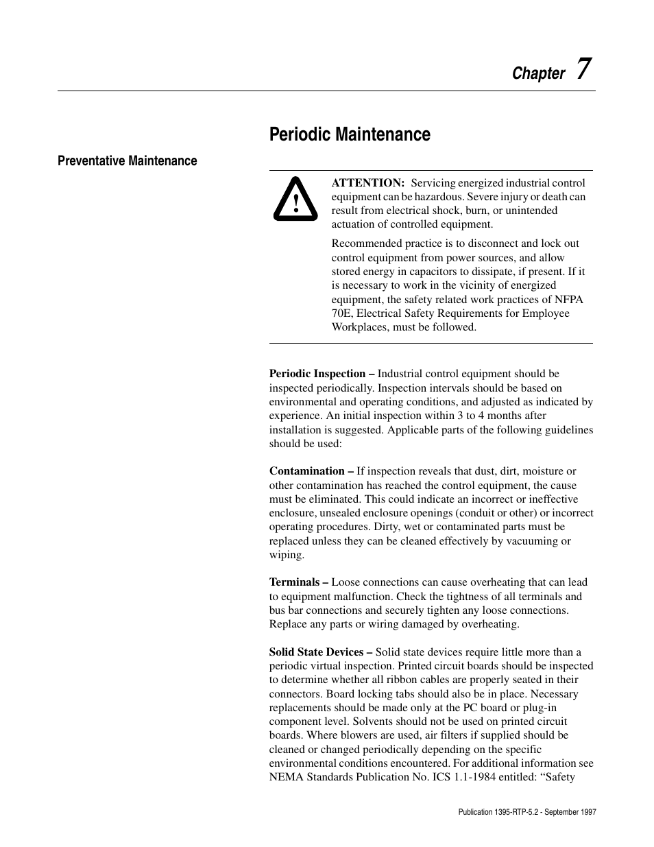 Chapter 7, Preventative maintenance, Periodic maintenance | Rockwell Automation 1395 Digital Reference Adapter for RTP Applications User Manual | Page 41 / 69