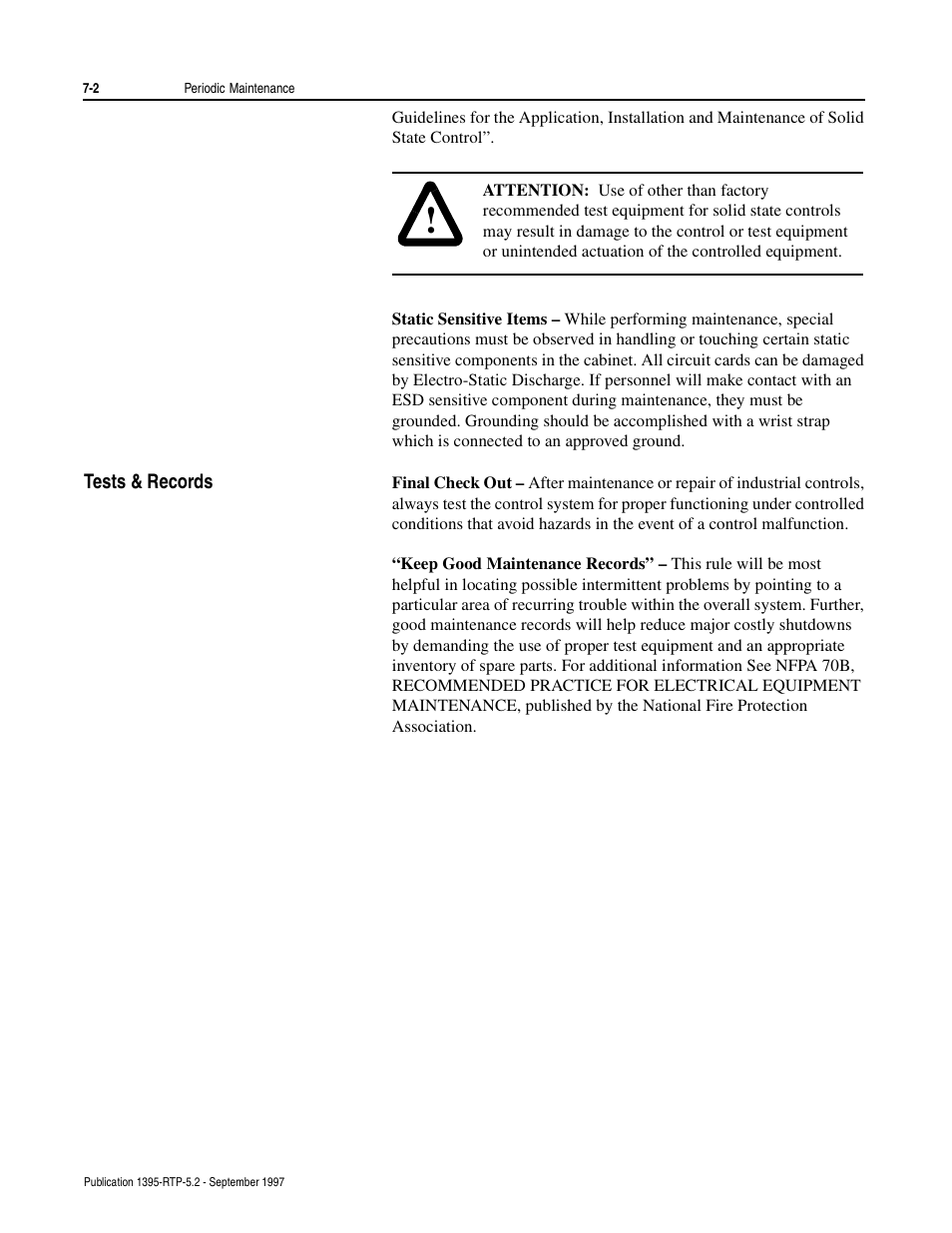 Tests & records | Rockwell Automation 1395 Digital Reference Adapter for RTP Applications User Manual | Page 42 / 69