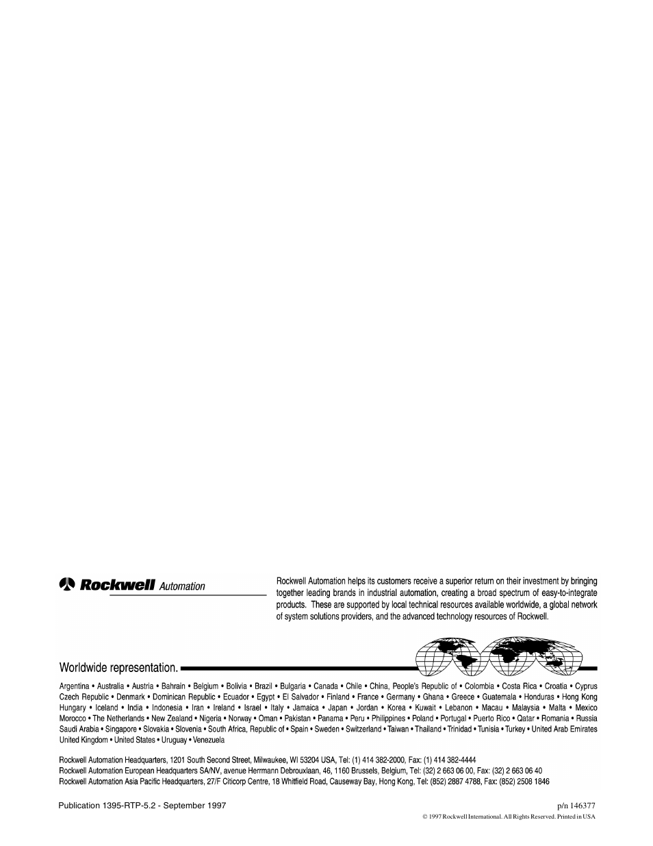 Back cover | Rockwell Automation 1395 Digital Reference Adapter for RTP Applications User Manual | Page 69 / 69