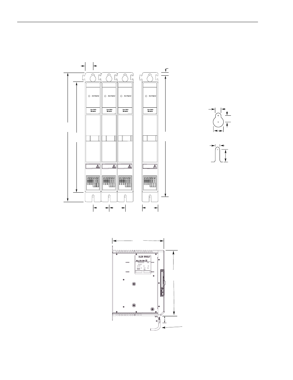 Axis module dimensions | Rockwell Automation 1326 Digital AC Multi-Axis Motion Control System User Manual User Manual | Page 216 / 301
