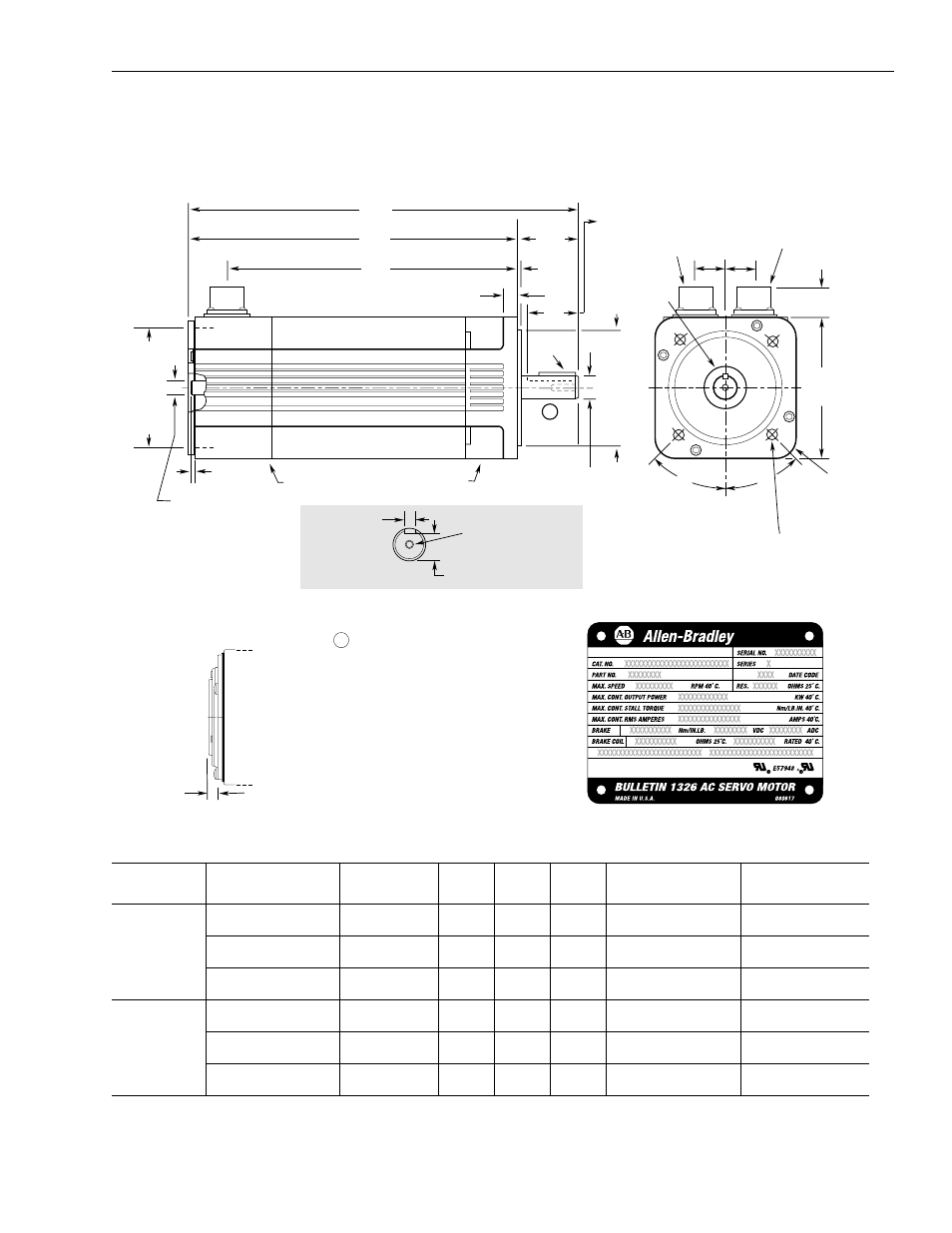 Motor dimensions | Rockwell Automation 1326 Digital AC Multi-Axis Motion Control System User Manual User Manual | Page 223 / 301