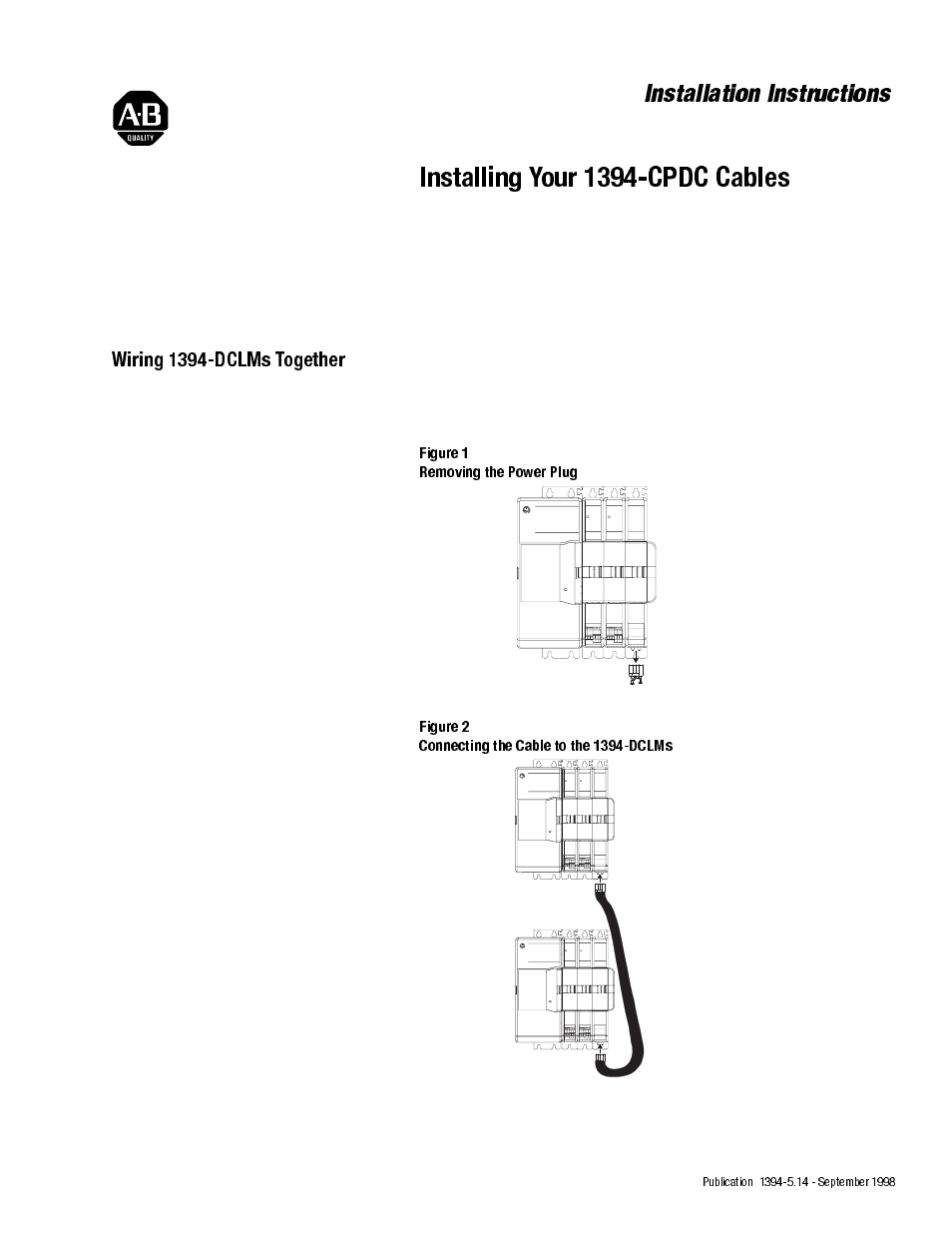 Rockwell Automation 1394-CPDC Installing Your 1394-CPDC Cables User Manual | 2 pages