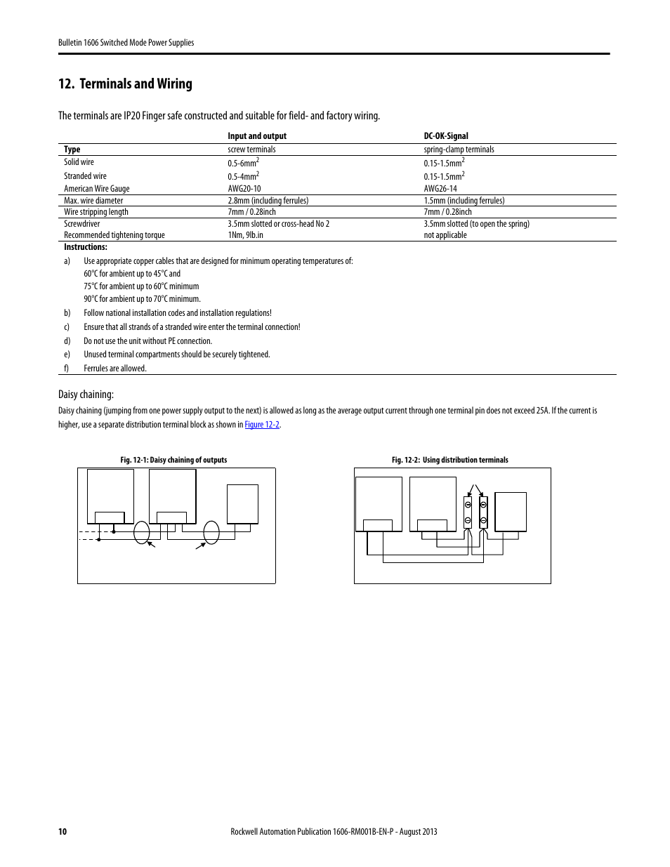 Terminals and wiring | Rockwell Automation 1606-XLE480EPC Power Supply Reference Manual User Manual | Page 10 / 26