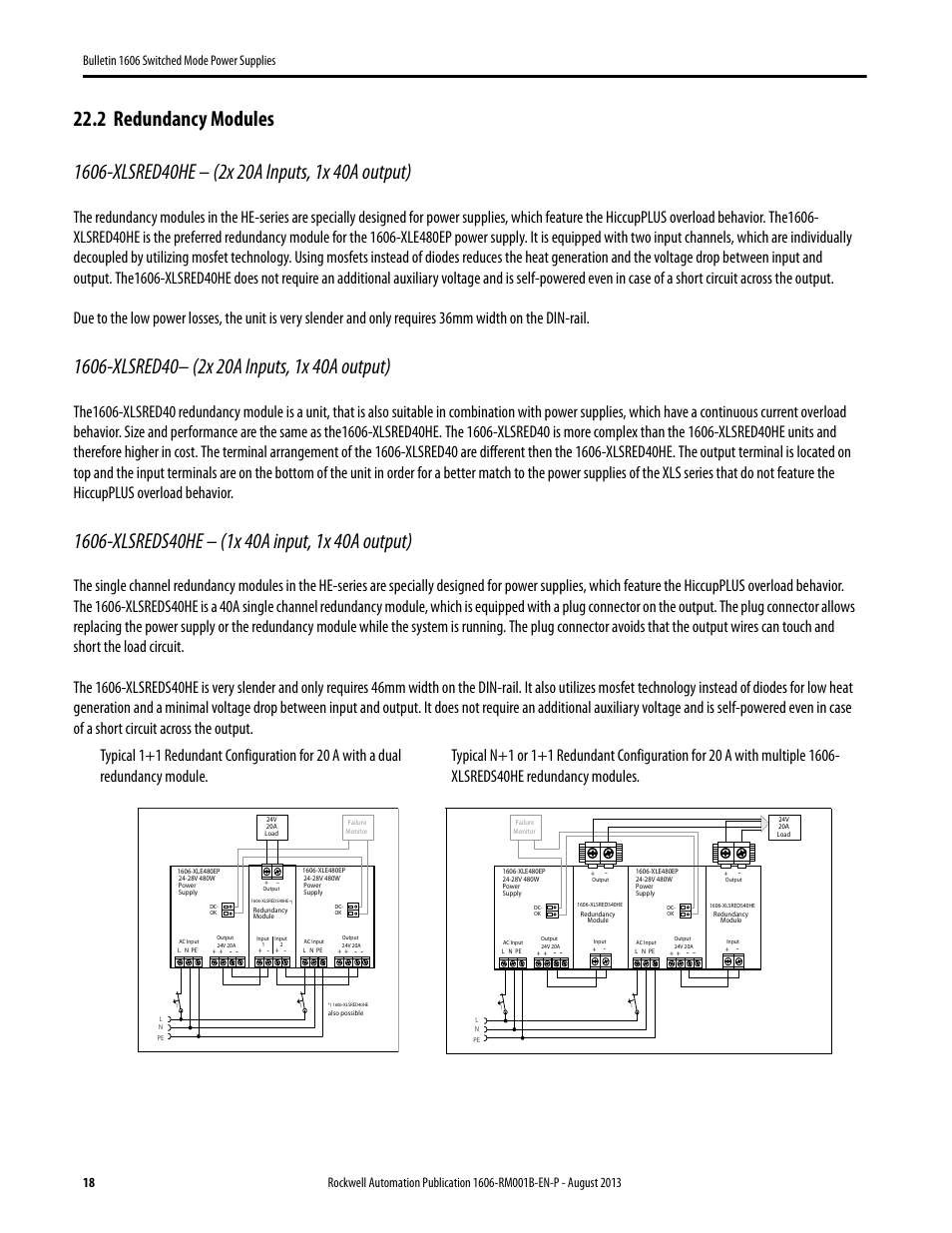 Redundancy modules | Rockwell Automation 1606-XLE480EPC Power Supply Reference Manual User Manual | Page 18 / 26