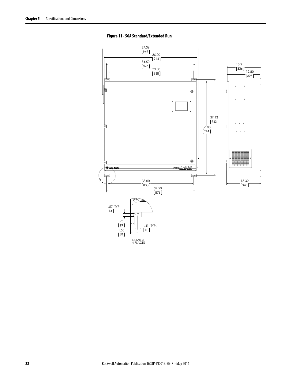 Figure 11 - 50a standard/extended run | Rockwell Automation 1608P ProDySC Installation Instructions, 25 and 50 A User Manual | Page 22 / 24