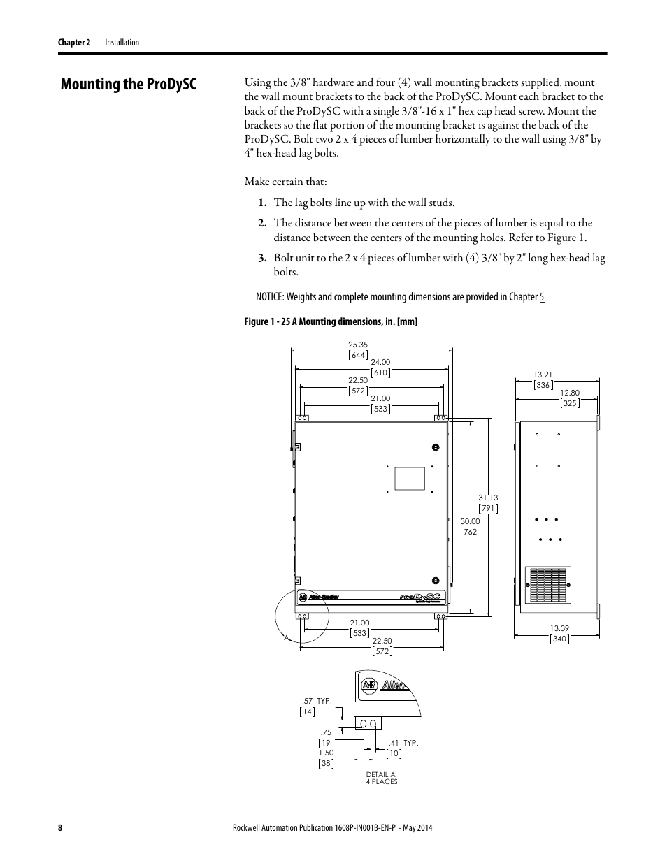 Mounting the prodysc | Rockwell Automation 1608P ProDySC Installation Instructions, 25 and 50 A User Manual | Page 8 / 24