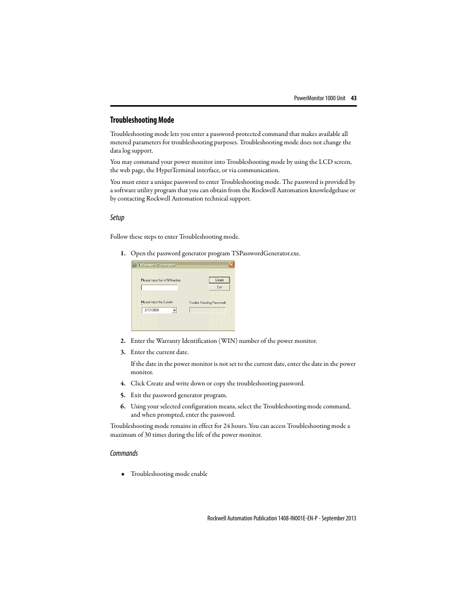 Troubleshooting mode | Rockwell Automation 1408-EMxx PowerMonitor 1000 Unit User Manual | Page 43 / 80