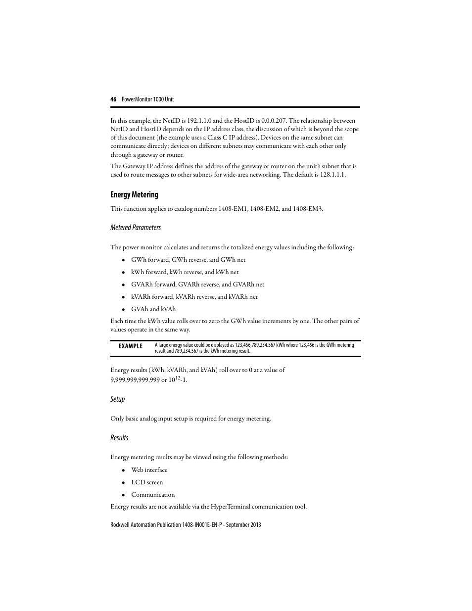 Energy metering | Rockwell Automation 1408-EMxx PowerMonitor 1000 Unit User Manual | Page 46 / 80